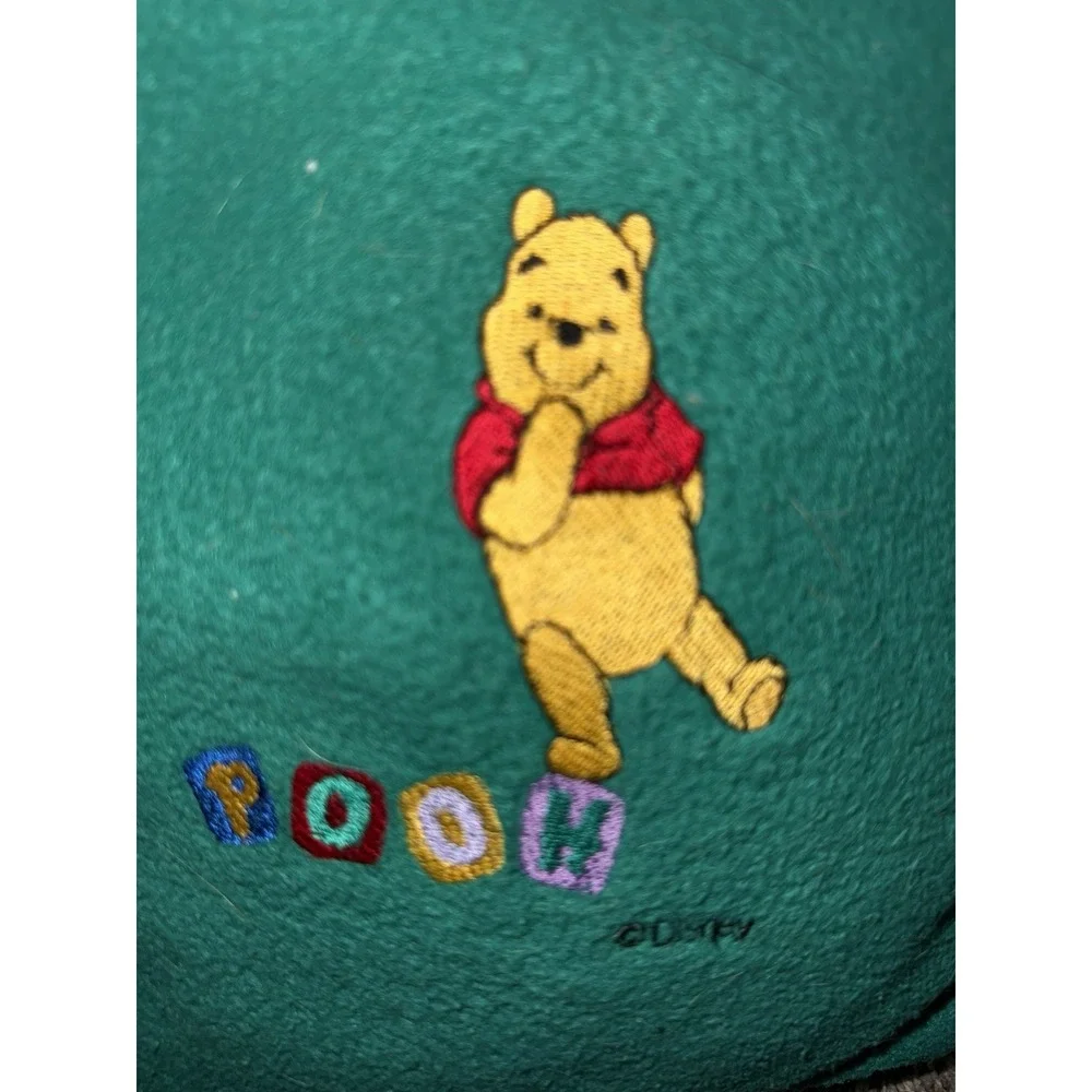 Vtg Disney Winnie‎ the Pooh Embroidered Green Fleece Decorative  Pillow 13